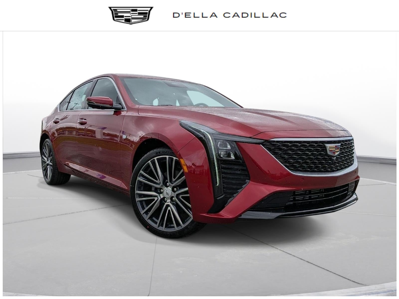 2026 Cadillac CT5 Premium Luxury in Radiant Red Tintcoat — front three-quarter view