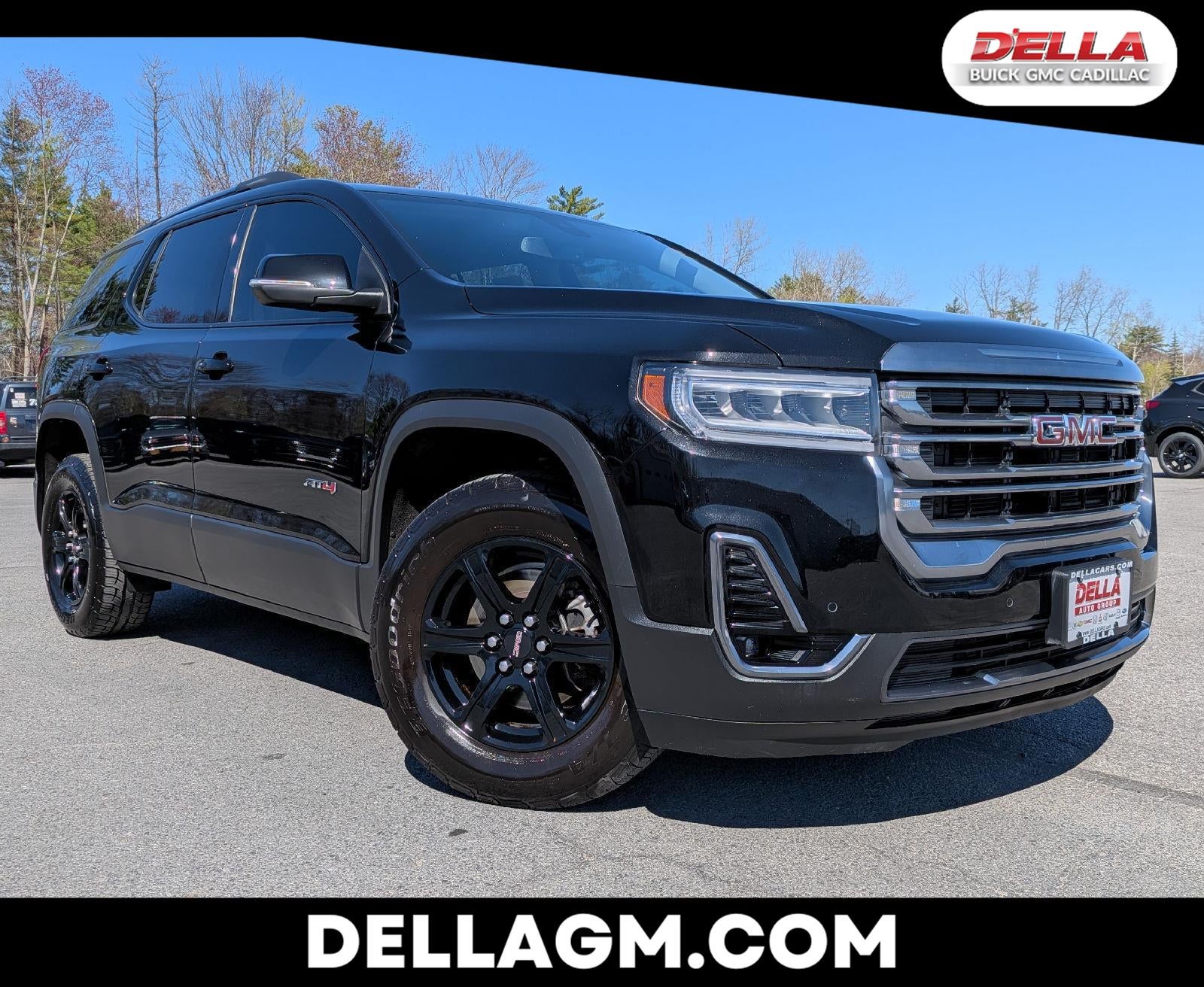 2023 GMC Acadia AT4 in Ebony Twilight Metallic — front three-quarter view