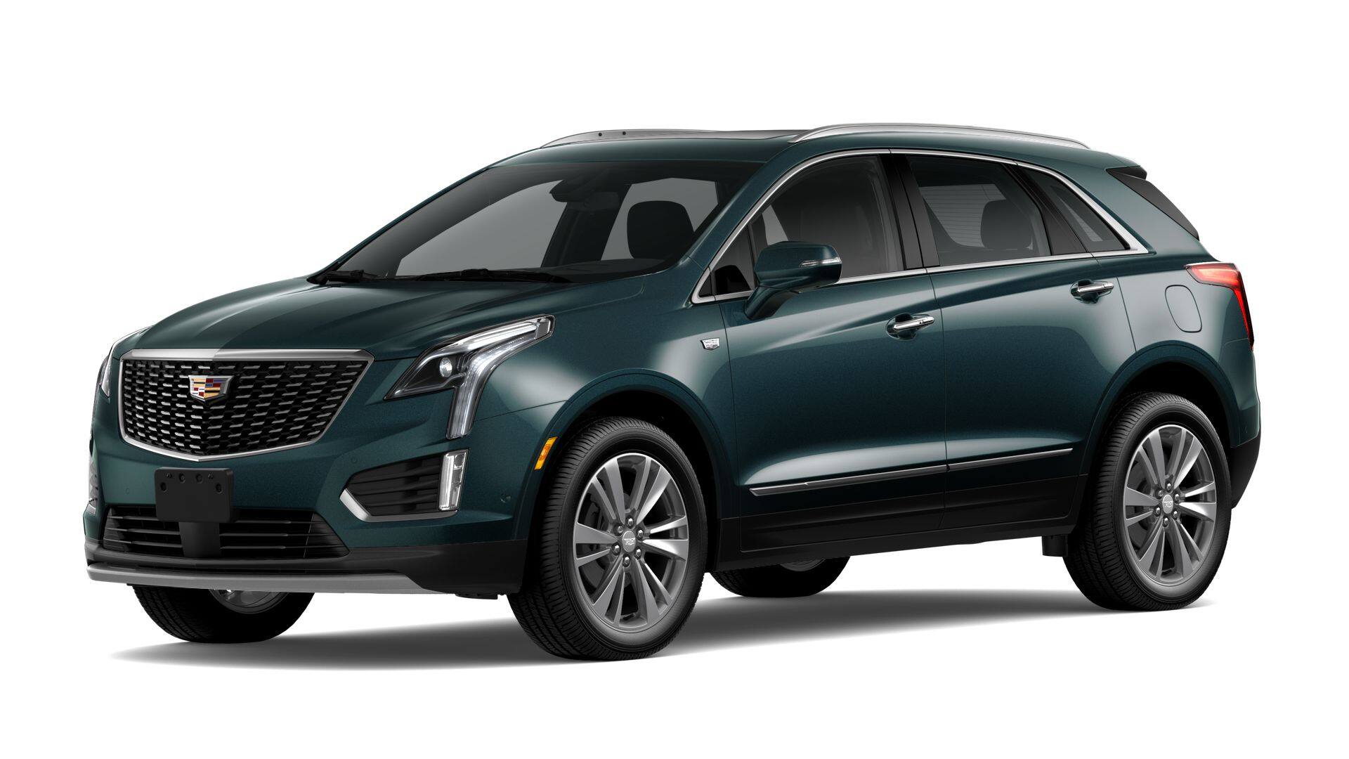 2026 Cadillac XT5 Premium Luxury in Emerald Lake Metallic — front three-quarter view
