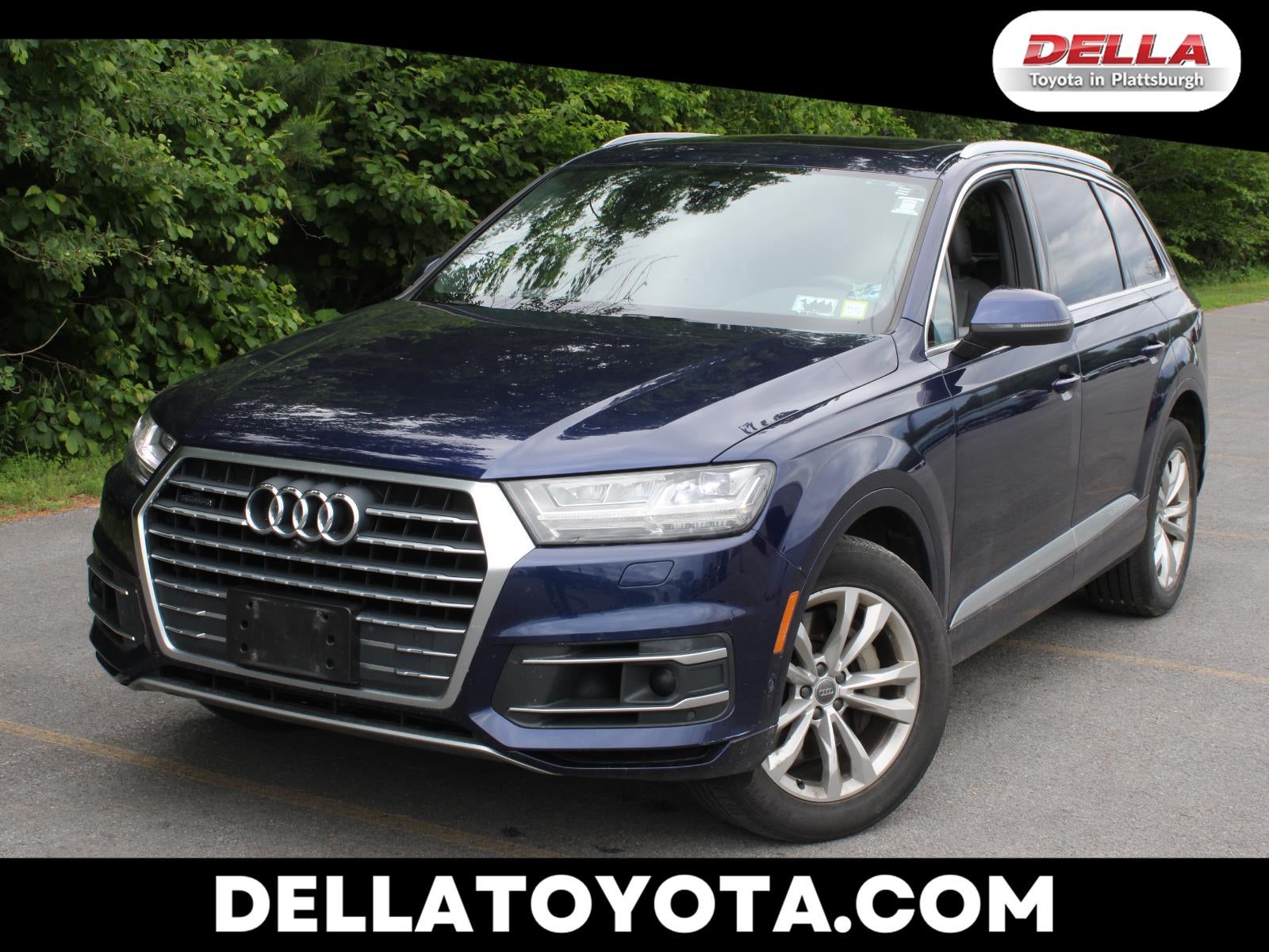 2019 Audi Q7 Premium Plus in Navarra Blue Metallic — front three-quarter view