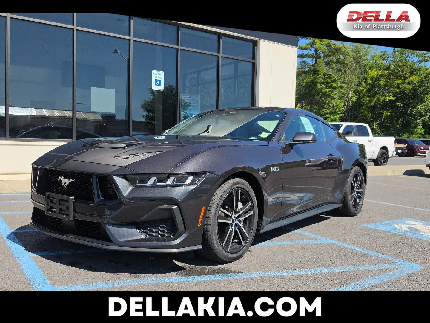 2024 Ford Mustang GT in Dark Matter Gray Metallic — front three-quarter view