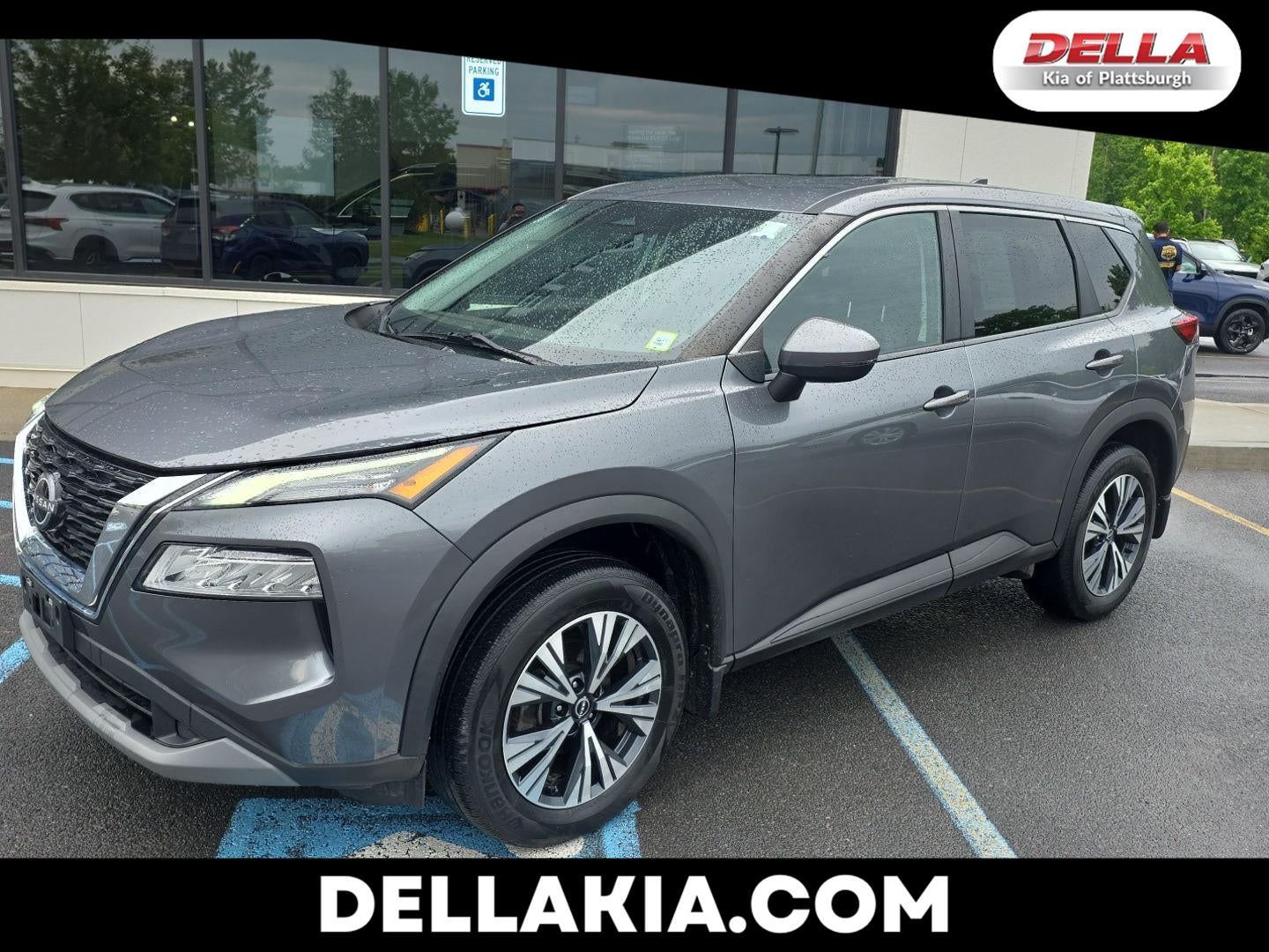 2022 Nissan Rogue SV in Gun Metallic — front three-quarter view