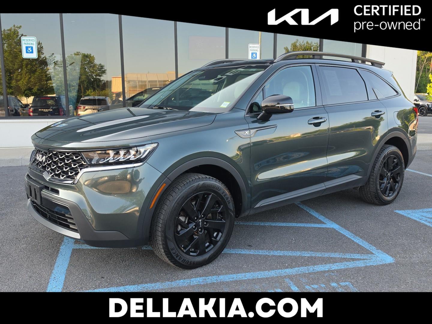2023 Kia Sorento X-Line S in Aruba Green — front three-quarter view