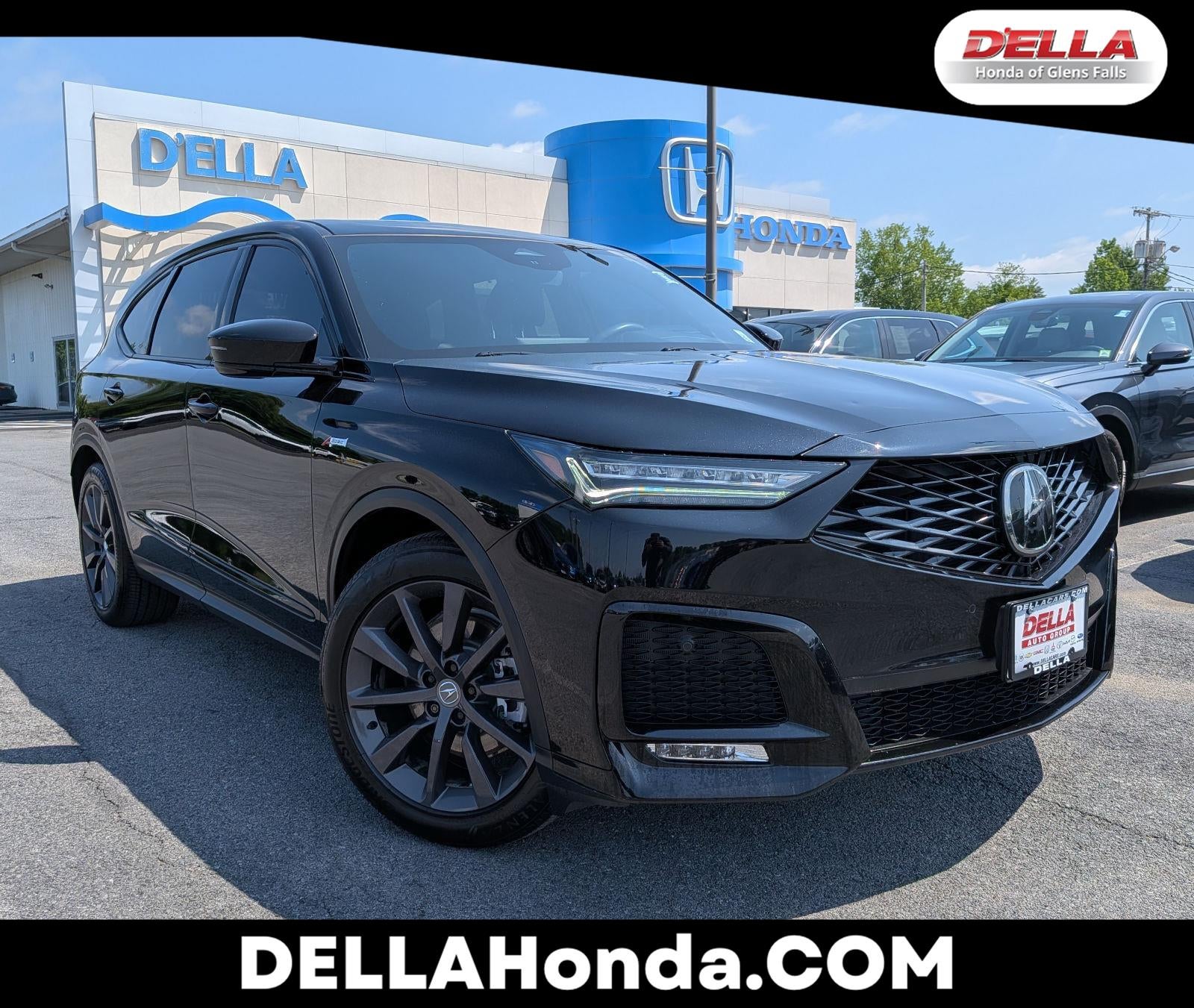 2025 Acura MDX w/A-Spec Package in Majestic Black Pearl — front three-quarter view