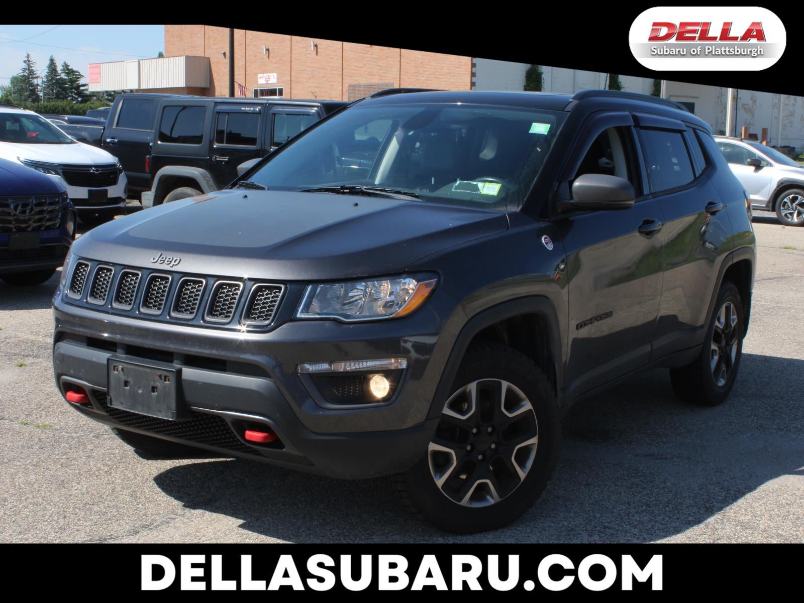 2018 Jeep Compass Trailhawk in Granite Crystal Metallic Clearcoat — front three-quarter view