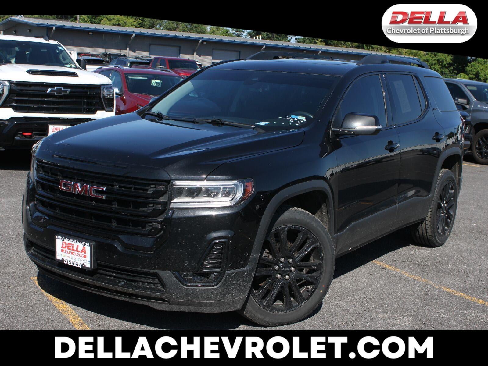 2021 GMC Acadia SLT in Ebony Twilight Metallic — front three-quarter view