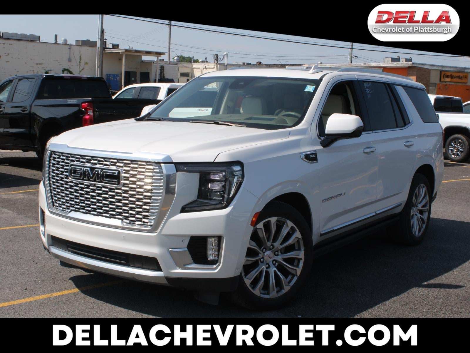 2023 GMC Yukon Denali in White Frost Tricoat — front three-quarter view